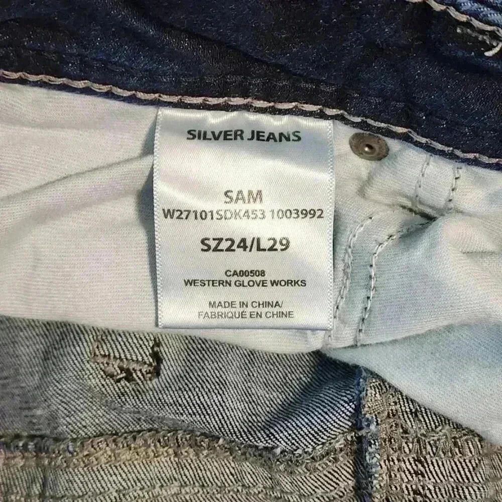 Silver Jeans Sam Mid-Rise Western Stretch Denim Woman's Plus Sz 24xL29‎ - Picture 8 of 11